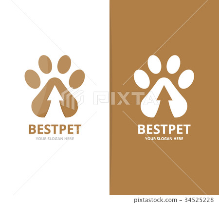 Vector paw and arrow up logo combination. Pet and 34525228