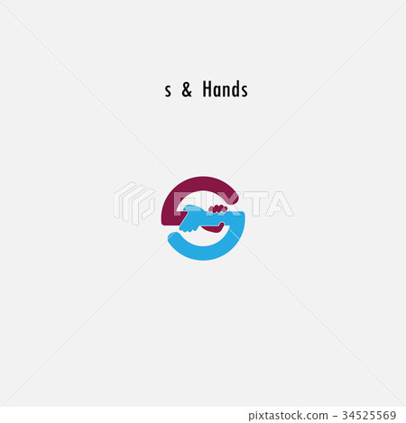 s- Letter abstract icon & hands logo design s- Letter abstract icon & hands logo design 34525569