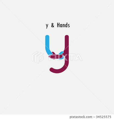 y- Letter abstract icon & hands logo design y- Letter abstract icon & hands logo design 34525575