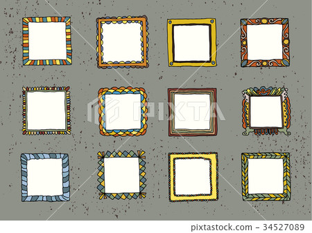 Hand Drawn Doodle Frames Set 34527089