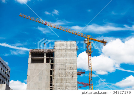 Lifting crane in construction site, Tower crane 34527179