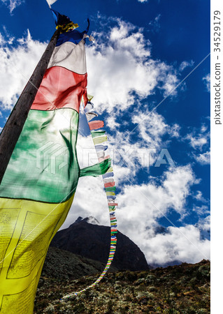 Colorful Nepalese flags Colorful Nepalese flags 34529179