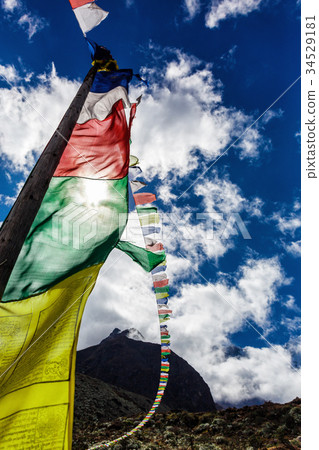 Colorful Nepalese flags Colorful Nepalese flags 34529181