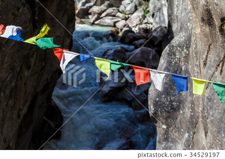Colorful Nepalese flags Colorful Nepalese flags 34529197