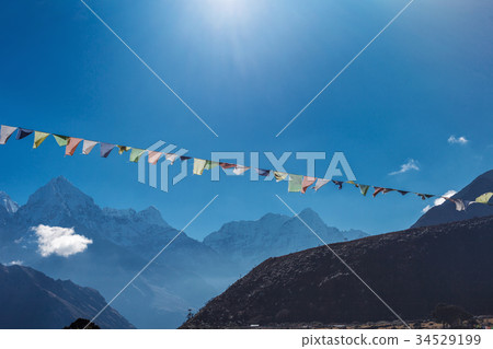 Colorful Nepalese flags 34529199