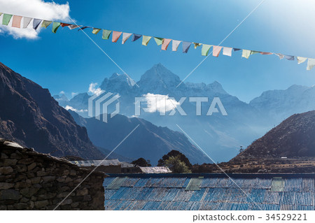 Colorful Nepalese flags Colorful Nepalese flags 34529221
