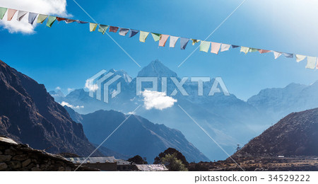 Colorful Nepalese flags 34529222