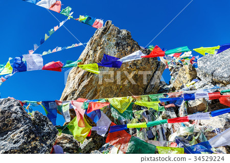 Colorful Nepalese flags 34529224
