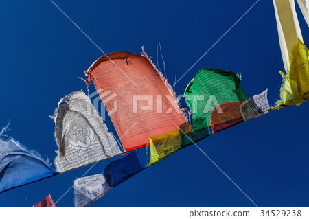 Colorful Nepalese flags 34529238