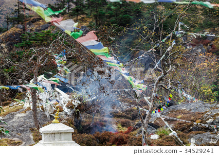 Colorful Nepalese flags Colorful Nepalese flags 34529241