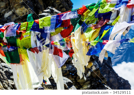 Colorful Nepalese flags Colorful Nepalese flags 34529511