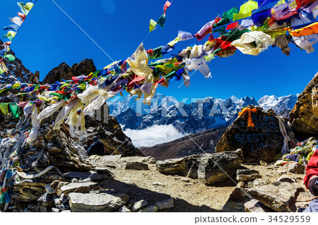 Colorful Nepalese flags Colorful Nepalese flags 34529559