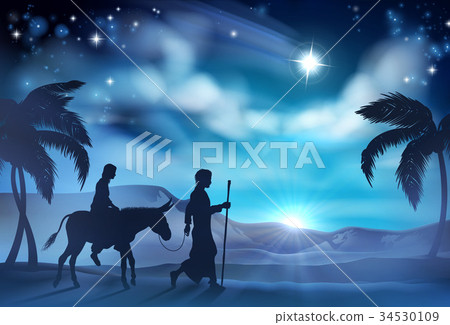 Nativity Mary and Joseph Christmas Illustration 34530109