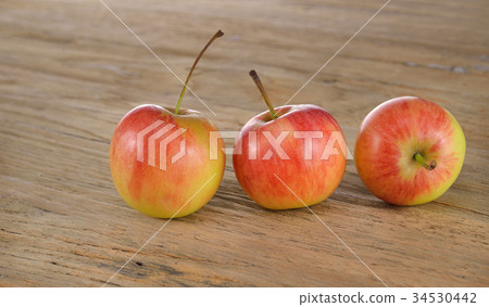 fuji apples on a wooden fuji apples on a wooden 34530442