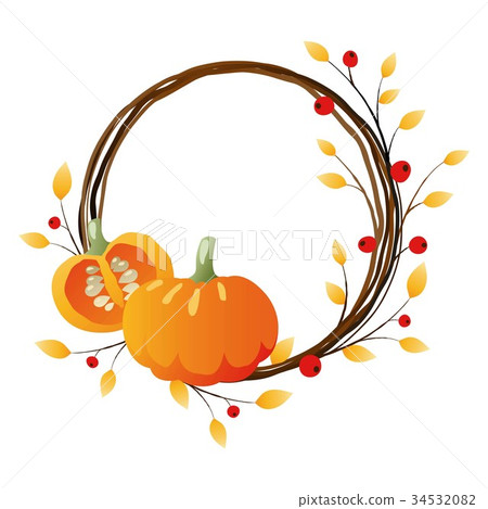 Autumn wreath with pumpkins Autumn wreath with pumpkins 34532082