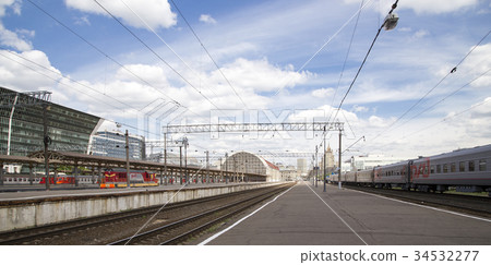 Train on Kiyevskaya railway station.Moscow, Russia Train on Kiyevskaya railway station.Moscow, Russia 34532277