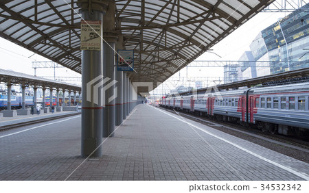 Train on Kiyevskaya railway station.Moscow, Russia Train on Kiyevskaya railway station.Moscow, Russia 34532342