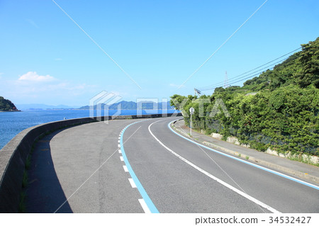 Road Tobishima Sea Road Coast Hiroshima 34532427