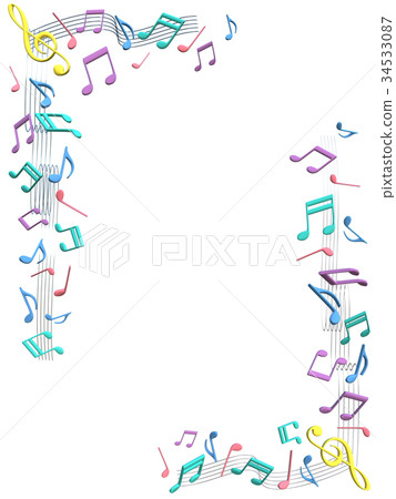 Decorating music notes and staff Decorating music notes and staff 34533087