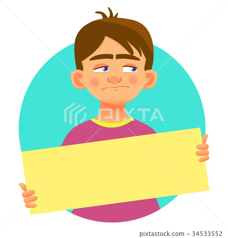 Boy holding blank poster Boy holding blank poster 34533552