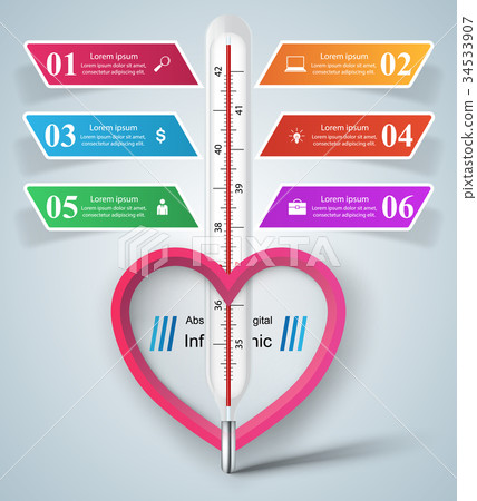 Business illustration of a thermometer.Heart Business illustration of a thermometer.Heart 34533907