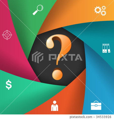 3D infographic design template and question icons. 34533916