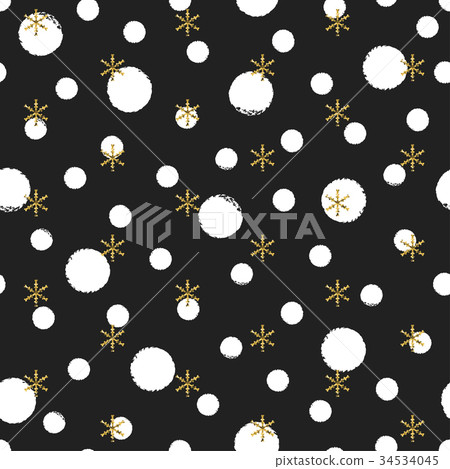 Glitter gold polka dot Christmas New Year seamless 34534045
