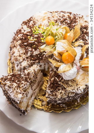 cake with walnuts and physalis cake with walnuts and physalis 34534224