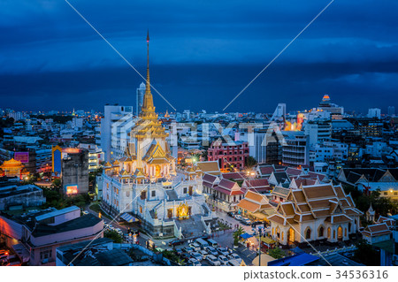 Day to night short of Temple in china town 34536316