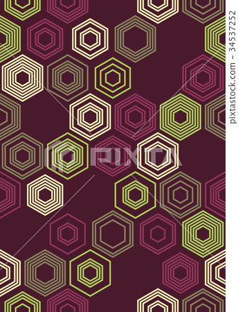 Seamless Hexagon Monochrome Pattern 34537252
