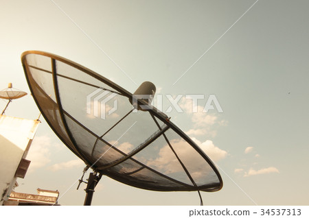 Satlelites on blue sky and cloudy Satlelites on blue sky and cloudy 34537313