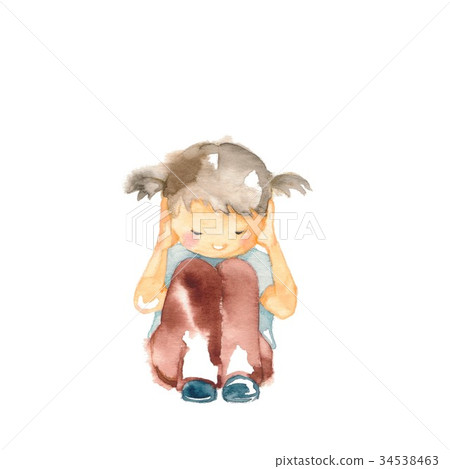 孩子，女孩誰堵耳朵 34538463