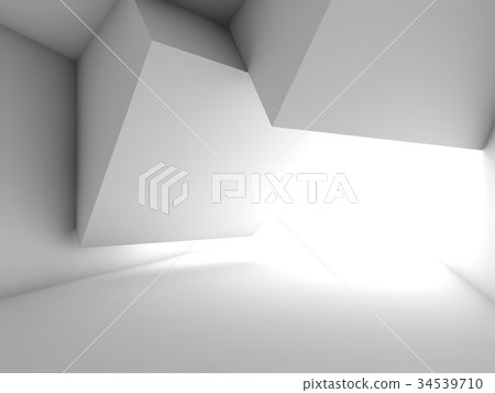 Abstract blank interior background, 3d white cube - Stock Illustration ...