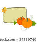 Hand drawn doodle illustration pumpkins maple leaf 34539740