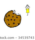 Hand drawn vector doodle chocolate chip cookie 34539743