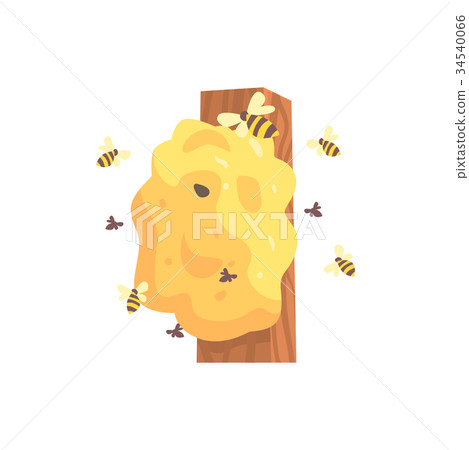 Beehive, hornets or wasp nest cartoon vector 34540066
