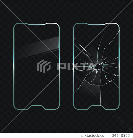 Damaged and new cellphone screen glass vector 34540563