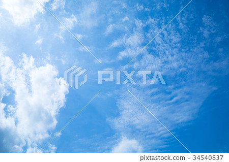  覆蓋天空藍天白色雲彩秋天天空晚夏天空背景材料雲彩藍天綜合性背景 34540837