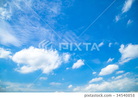  覆蓋天空藍天白色雲彩秋天天空晚夏天空背景材料雲彩藍天綜合性背景 34540858