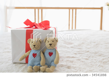 The couple of lover dolls set love scene in the house. 34541898