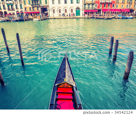 Gondola on Grand canal in Venice Gondola on Grand canal in Venice 34542124
