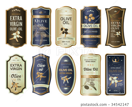 Sticky labels or stickers for olive oil bottles 34542147