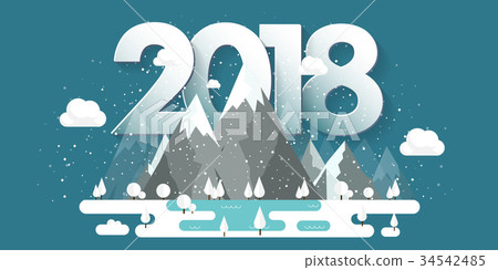 Mountains in Winter,2018 Peak with Snow. Nature Mountains in Winter,2018 Peak with Snow. Nature 34542485