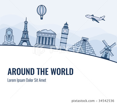 Travel composition with famous world landmarks Travel composition with famous world landmarks 34542536
