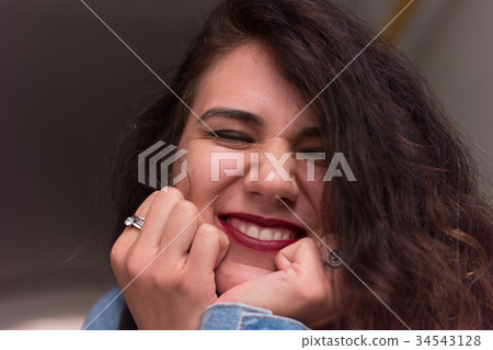 Closeup portrait of a young caucasian girl Closeup portrait of a young caucasian girl 34543128