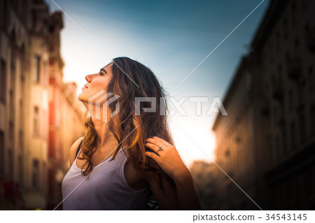 Girl on summer day in the street. Girl on summer day in the street. 34543145