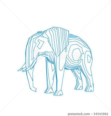 Abstract striped elephant. Isolated on white Abstract striped elephant. Isolated on white 34543992