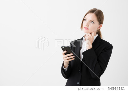 外國女商人白色背景圖像 34544181