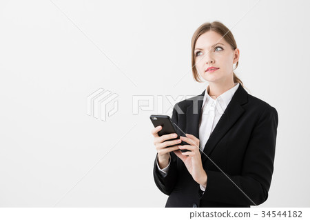 外國女商人白色背景圖像 外國女商人白色背景圖像 34544182