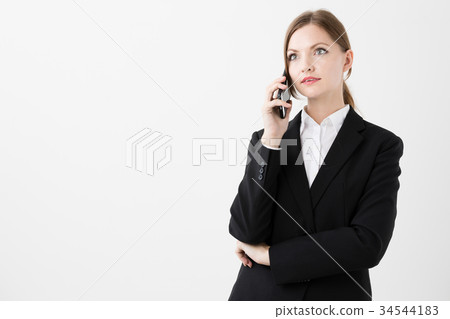 外國女商人白色背景圖像 外國女商人白色背景圖像 34544183